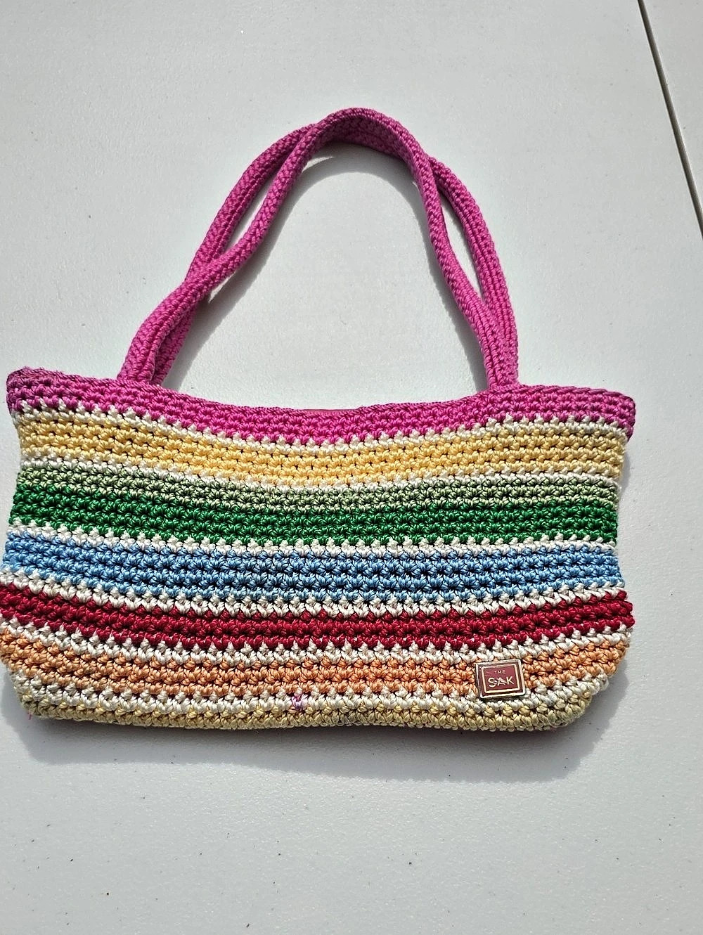 Sak Woven Striped Tote in Pink & Multicolor